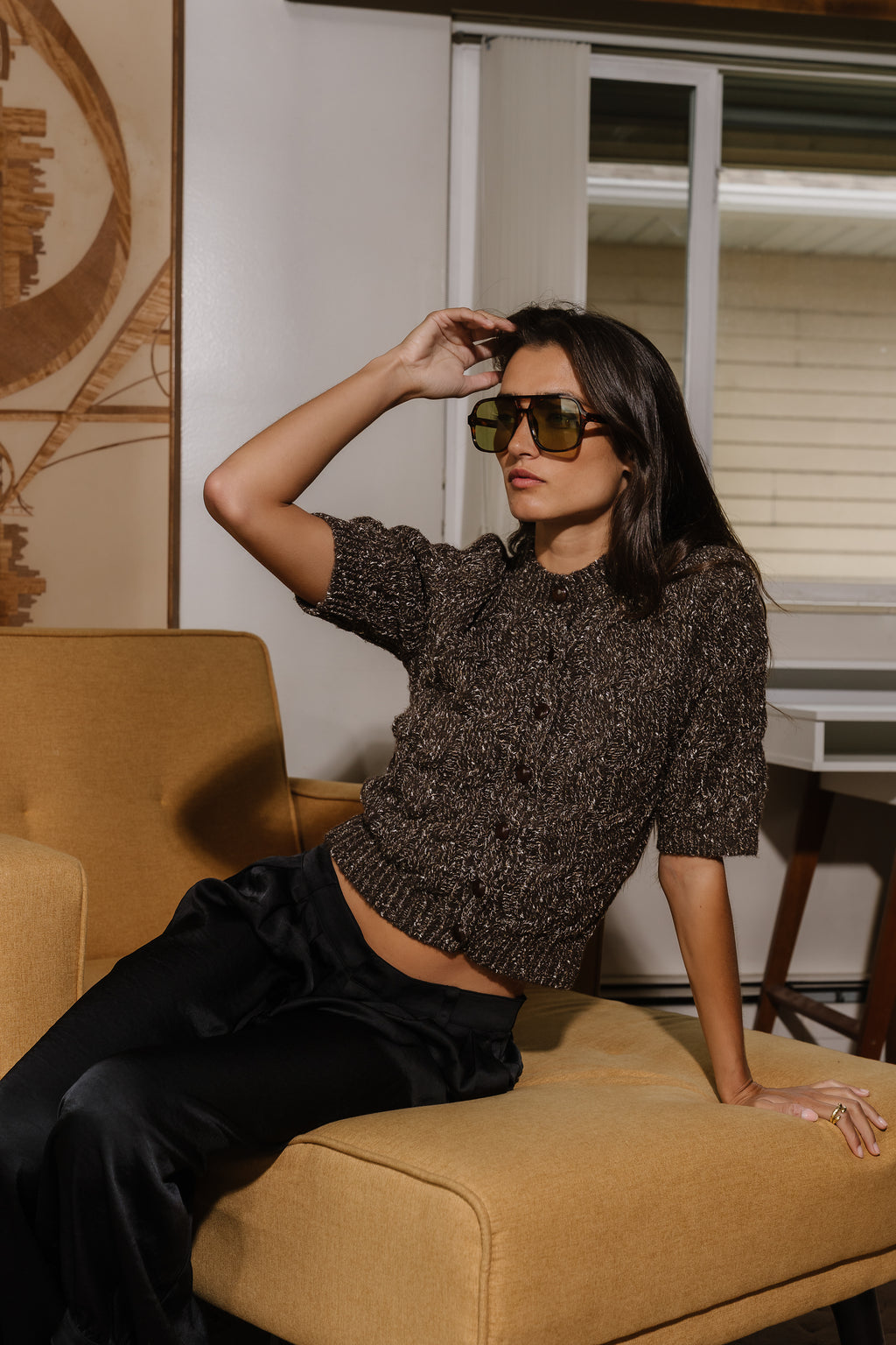 Annissa Button Sweater in Brown
