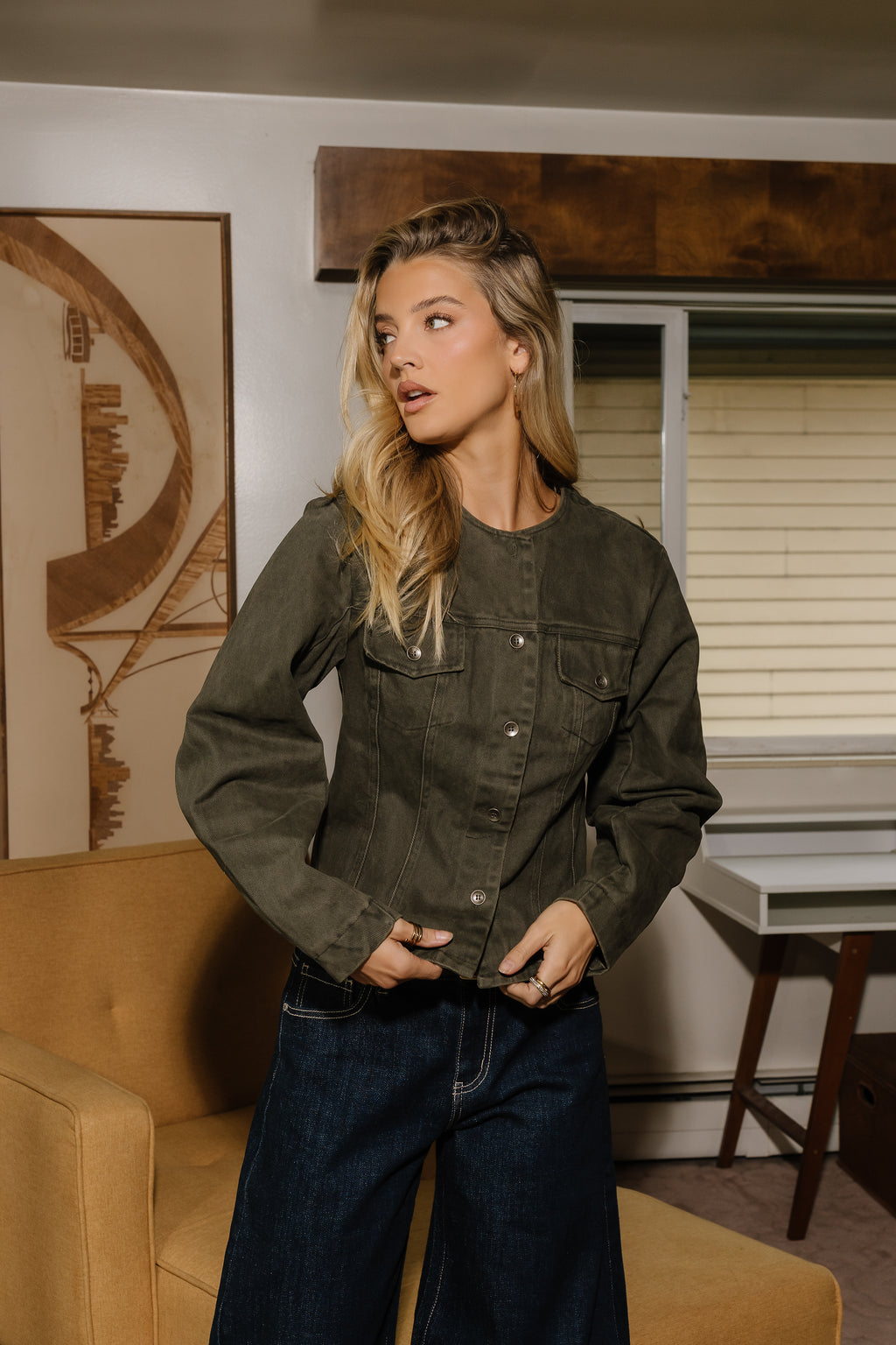 Bailey Collarless Denim Jacket