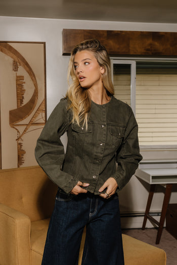 Bailey Collarless Denim Jacket