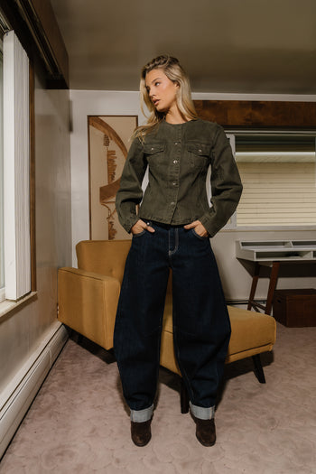 Bailey Collarless Denim Jacket
