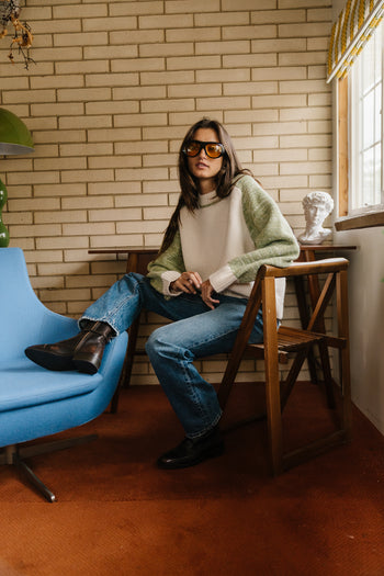 Sasha Oversized Color block Sweater in Green