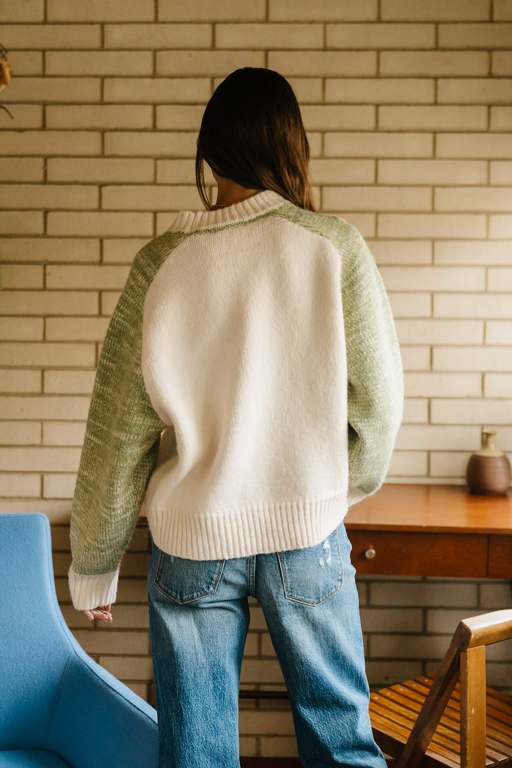 Sasha Oversized Color block Sweater in Green