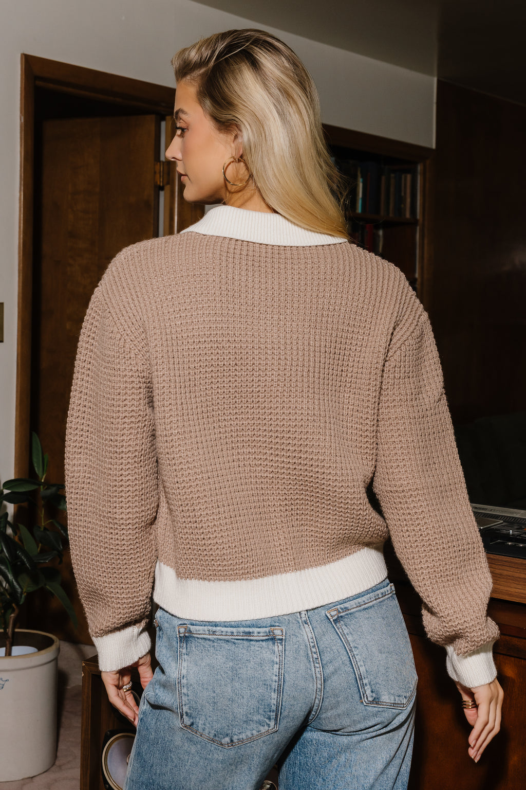 Zinnia Crochet Sweater in Tan