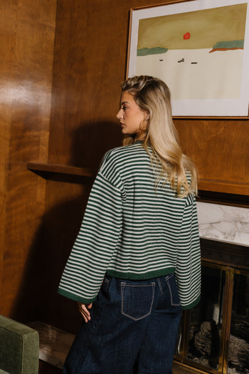 Westley Striped Cardigan in Green