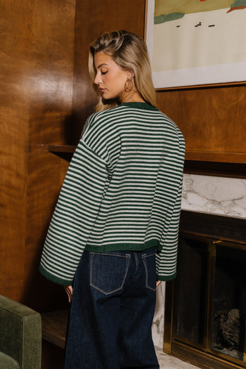Westley Striped Cardigan in Green