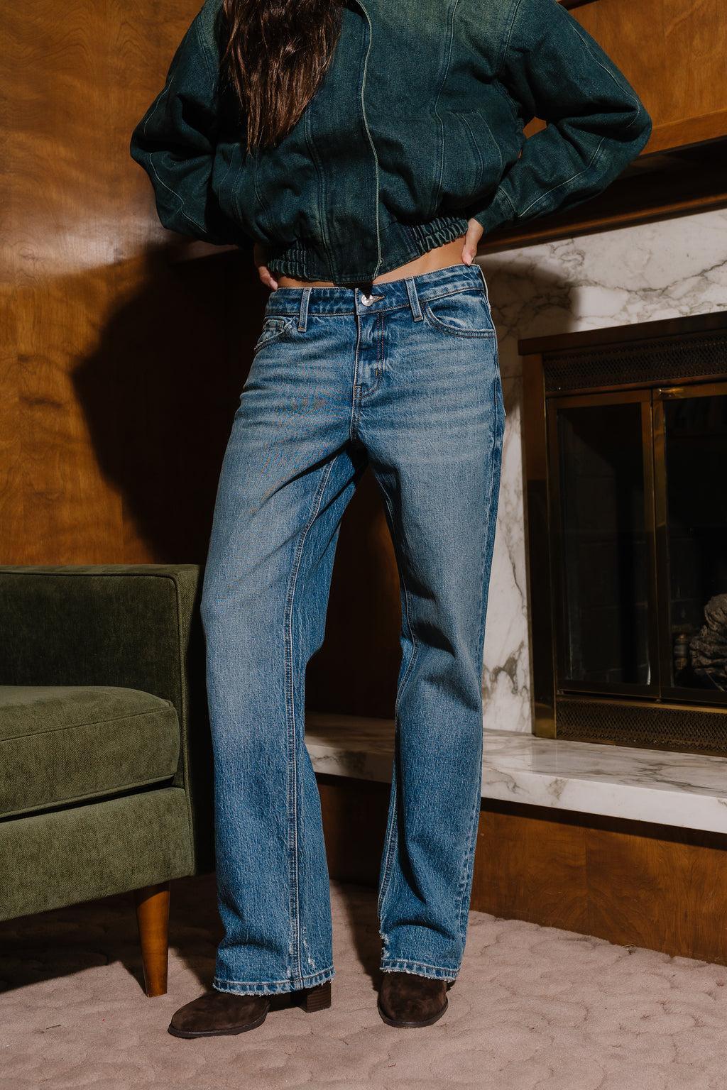 Carolina Mid Rise Straight Leg Jeans