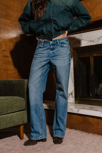 Carolina Mid Rise Straight Leg Jeans