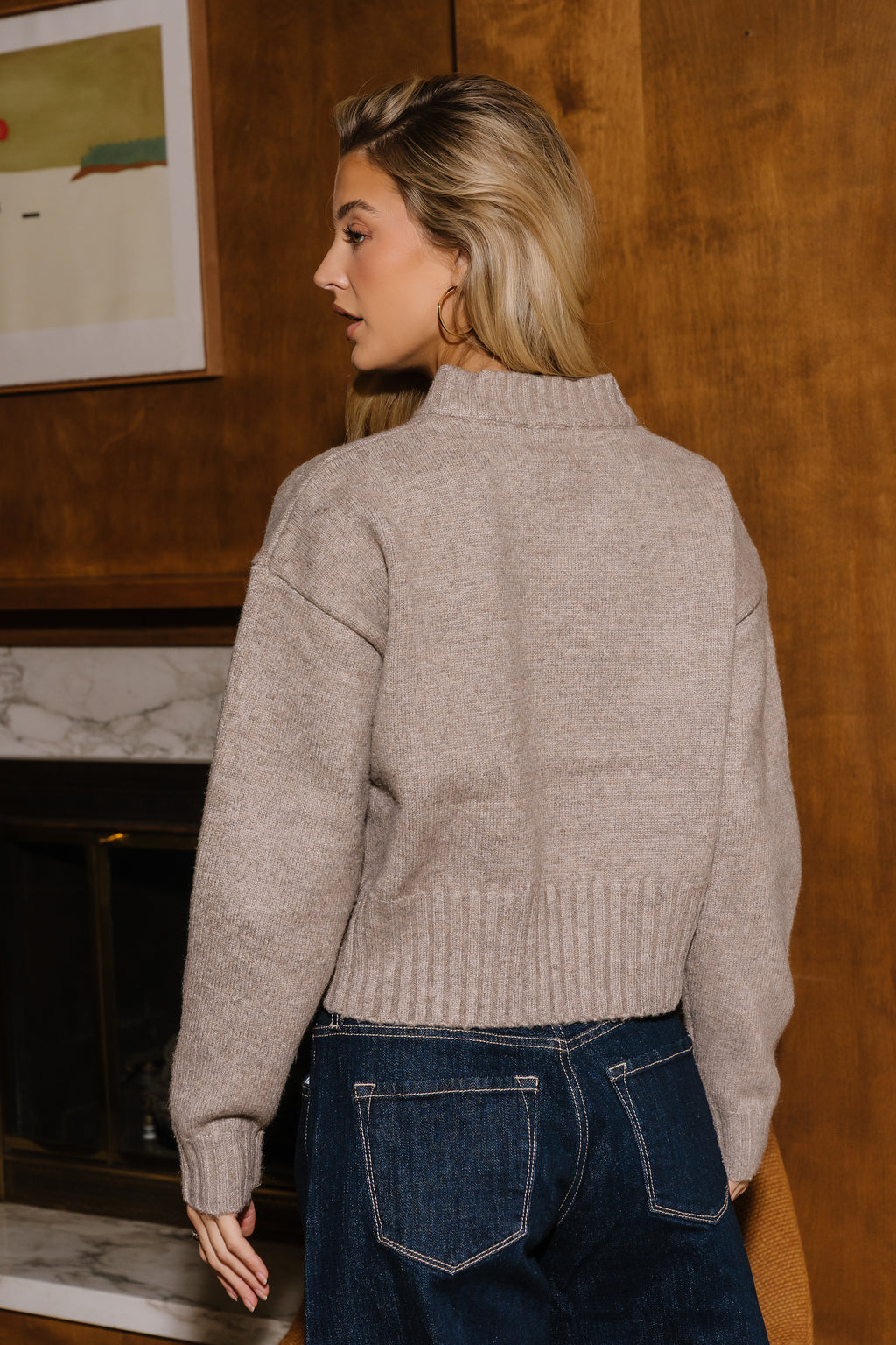 Kelly Knit Bomber Jacket in Taupe