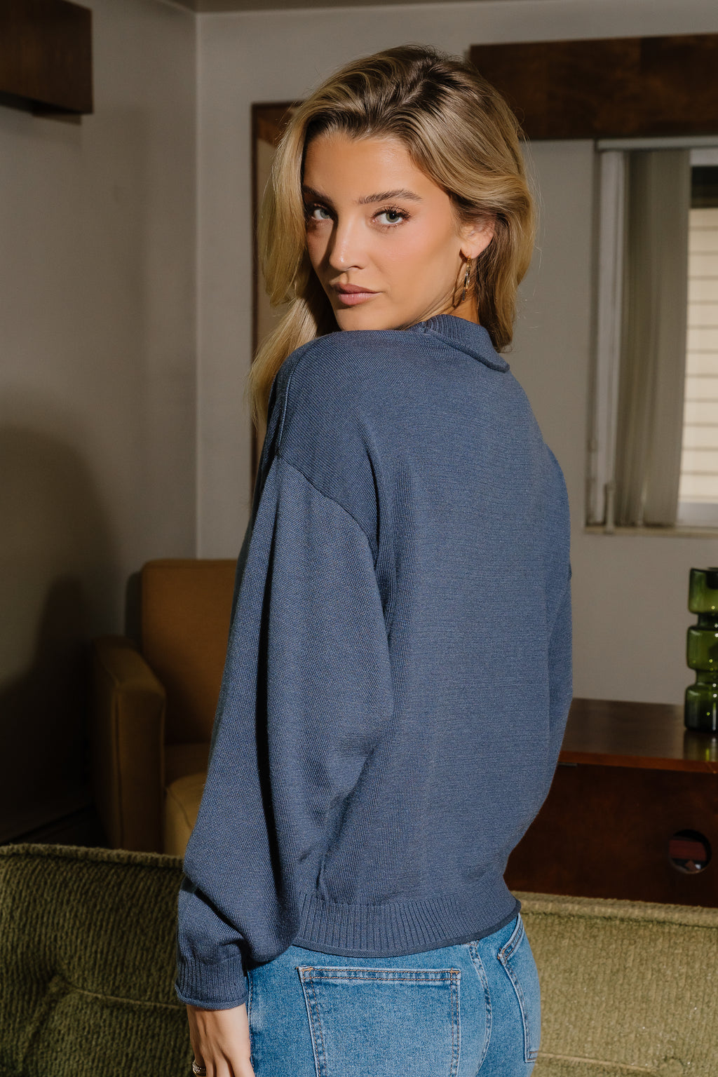 Lea Knit Sweater in Blue