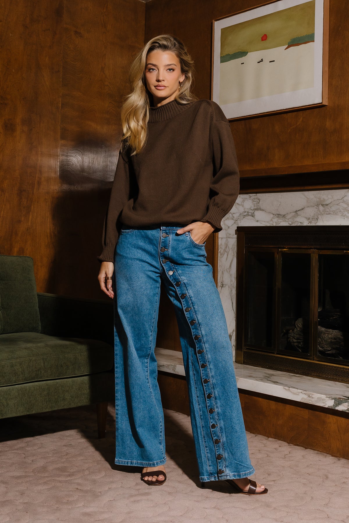 Isabel Mock Neck Sweater in Tan