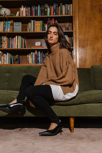 Lizzie Mixed Media Sweater in Camel