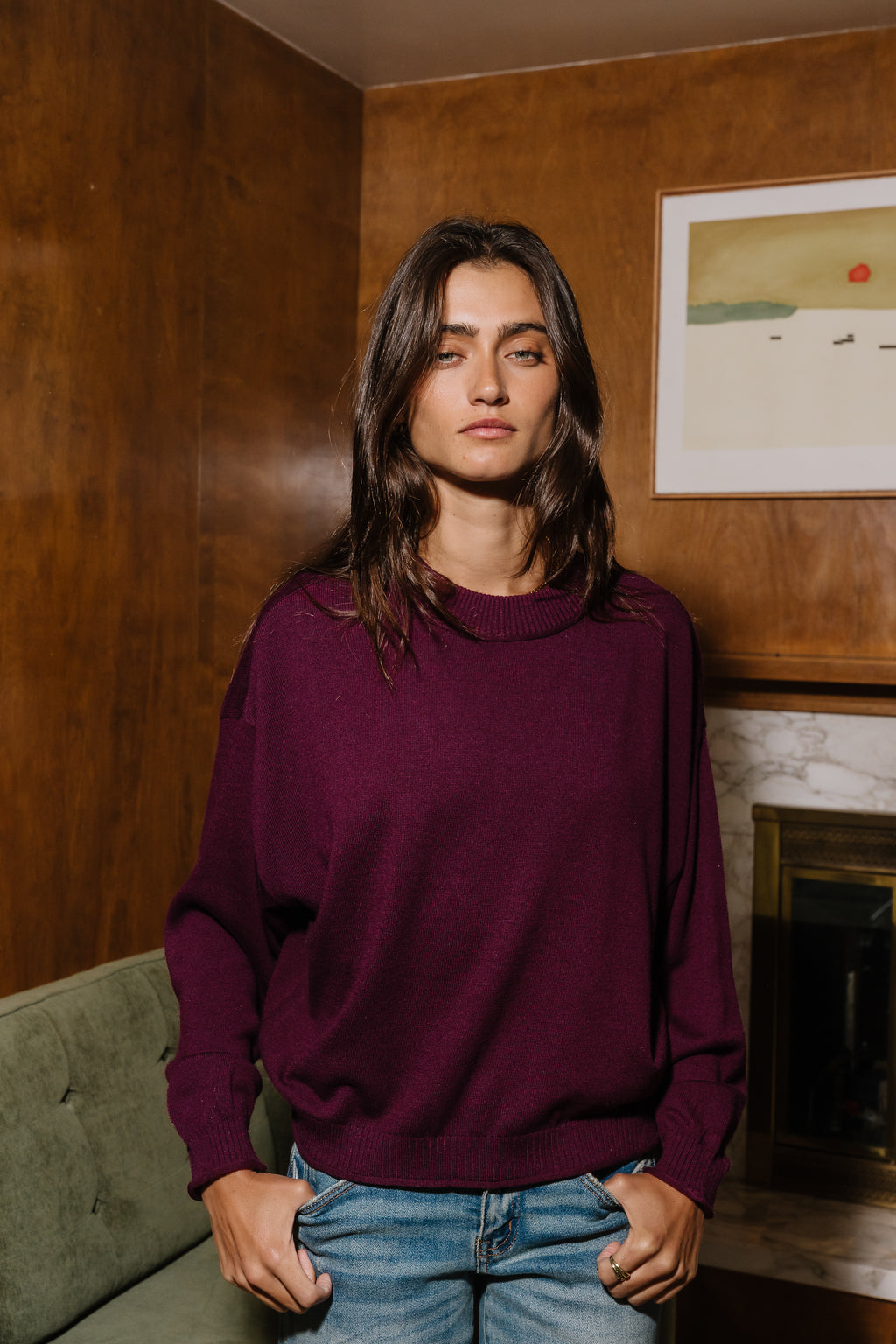 Lea Knit Sweater in Plum