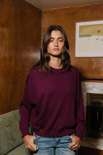 Lea Knit Sweater in Plum