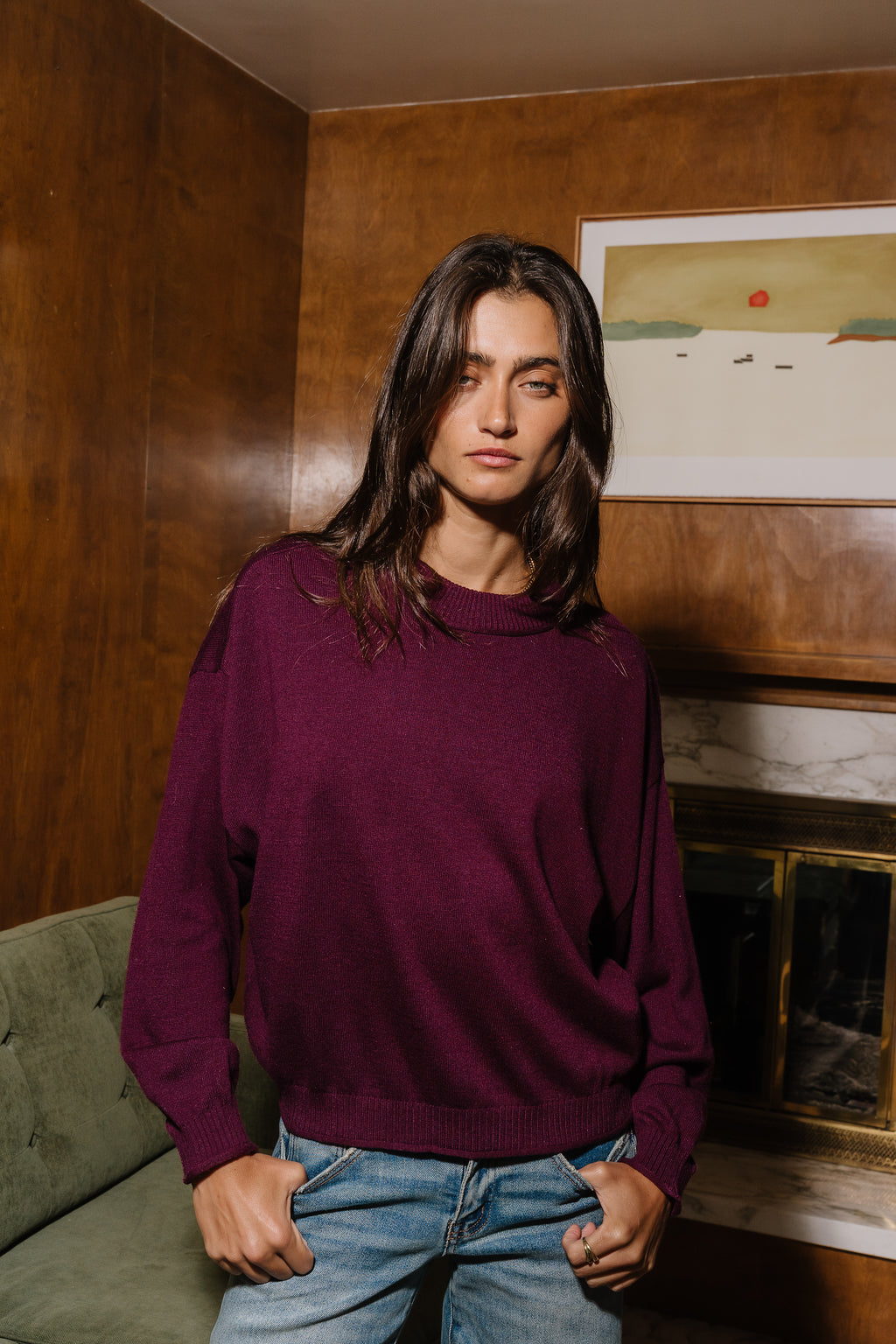 Lea Knit Sweater in Plum