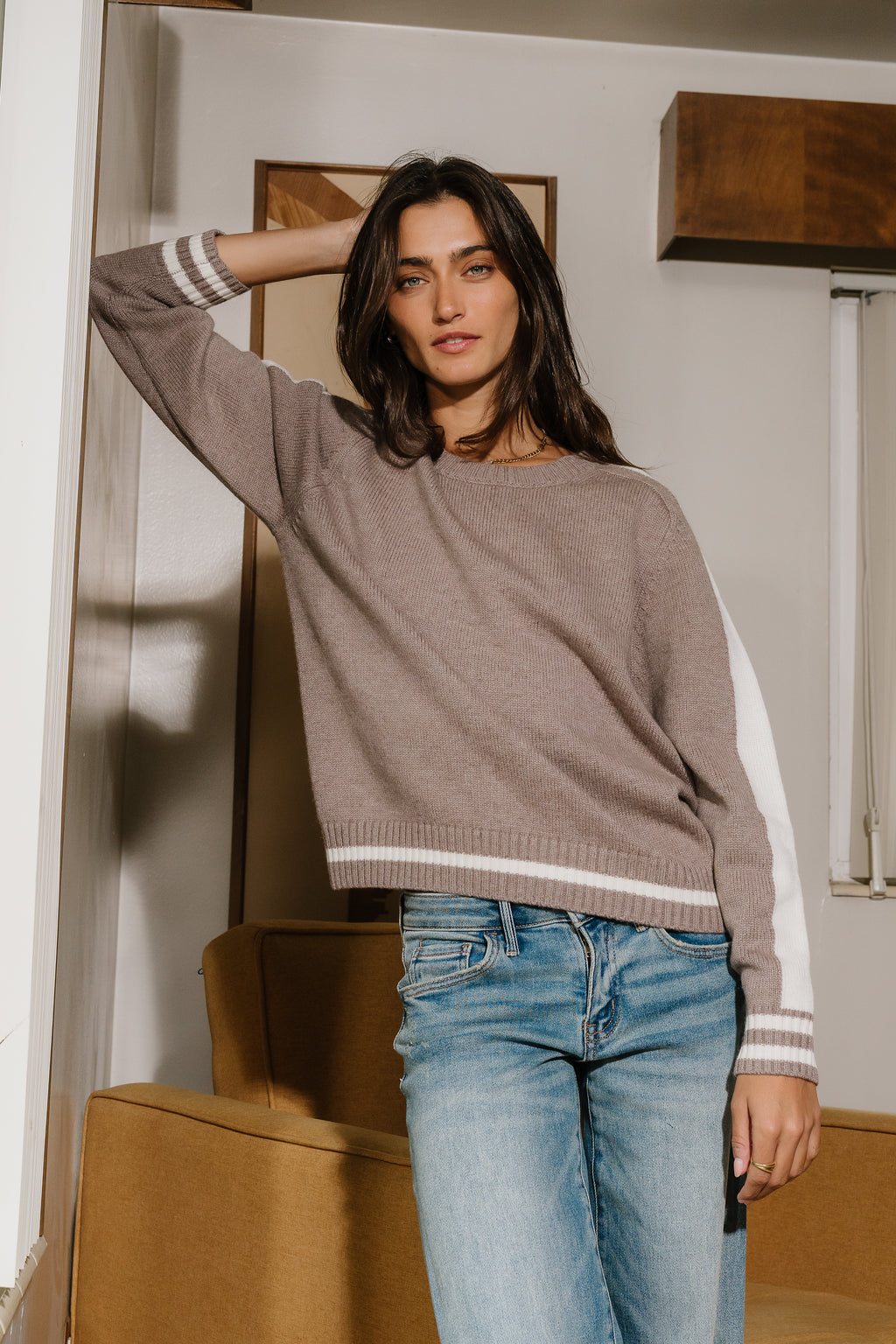 Jayce Striped Sweater in Mocha
