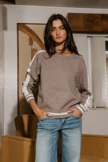 Jayce Striped Sweater in Mocha