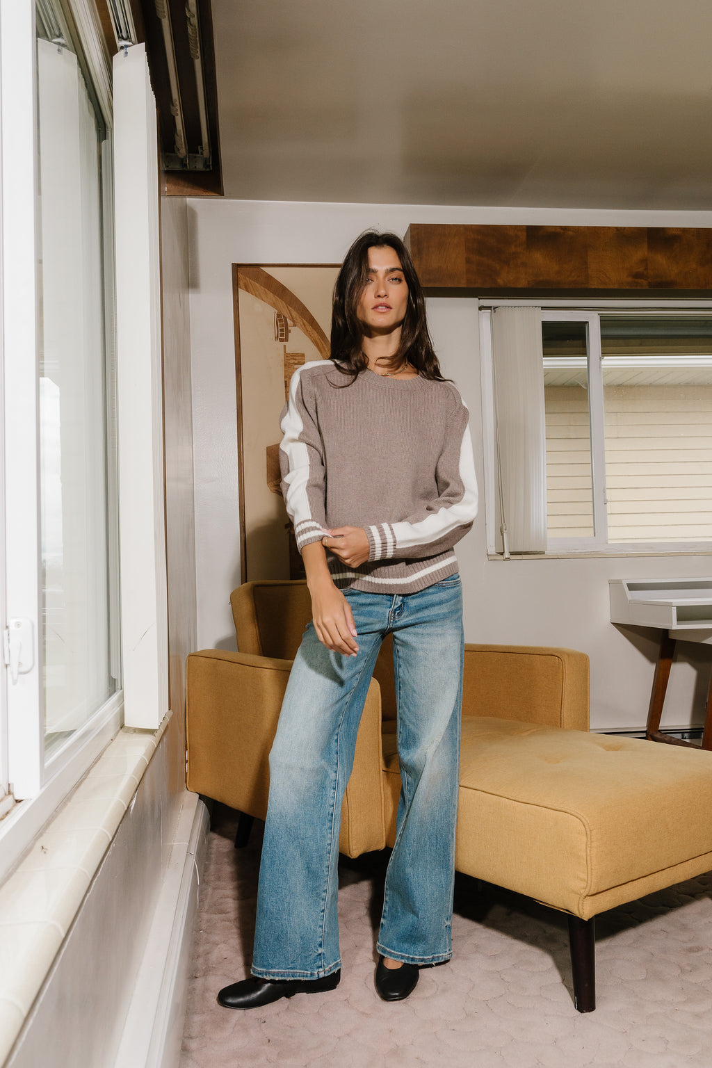 Jayce Striped Sweater in Mocha