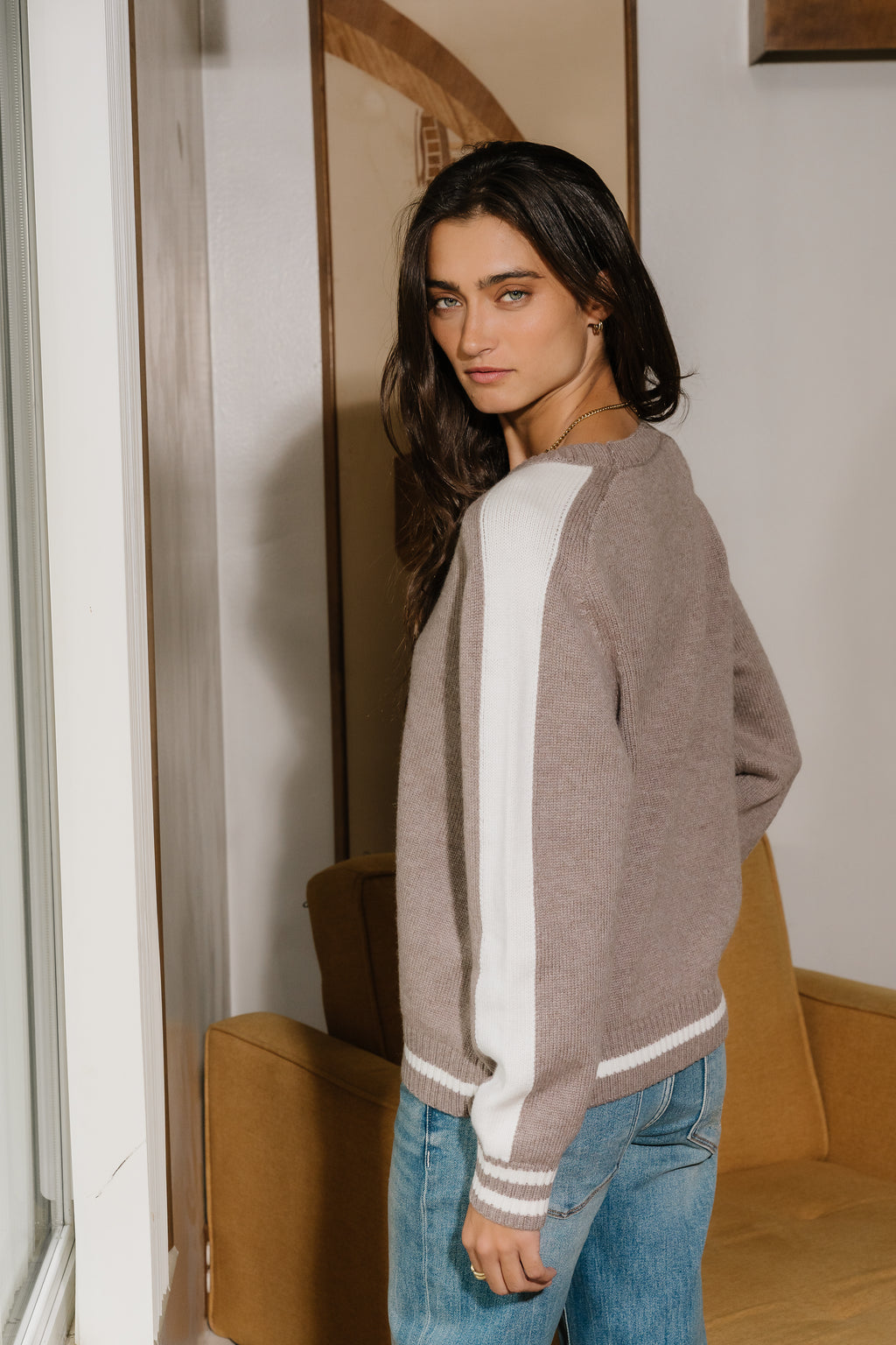 Jayce Striped Sweater in Mocha