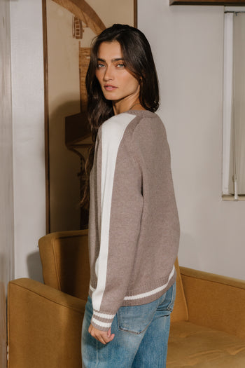 Jayce Striped Sweater in Mocha