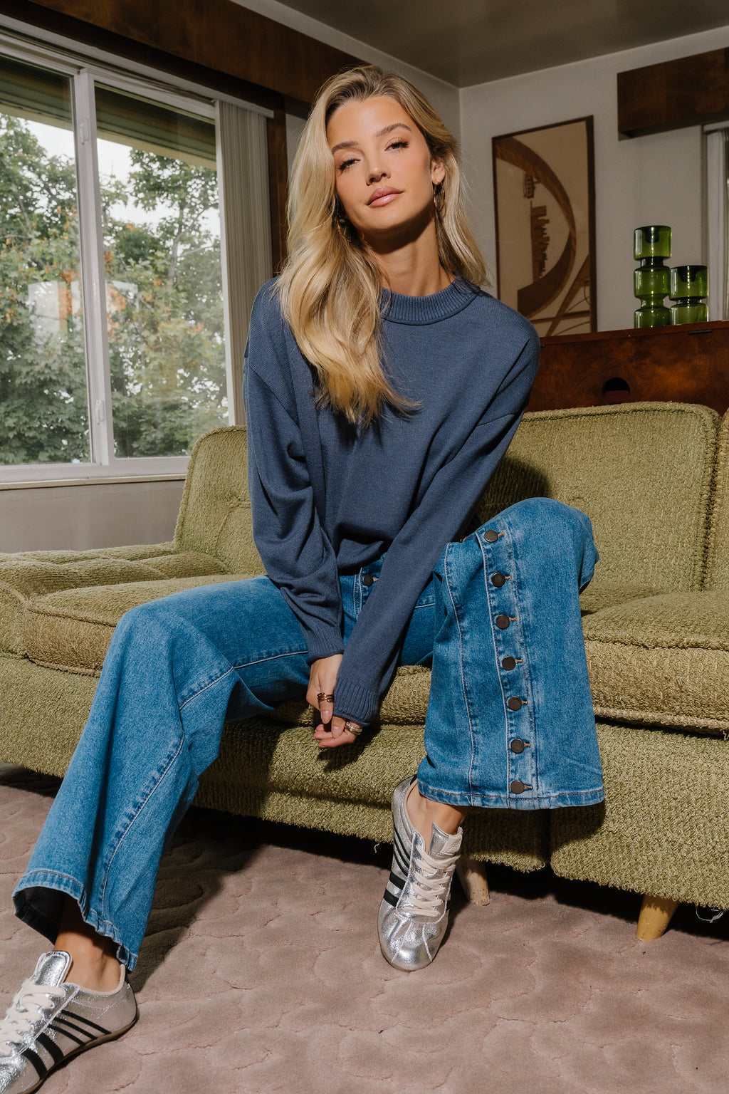 Lea Knit Sweater in Blue