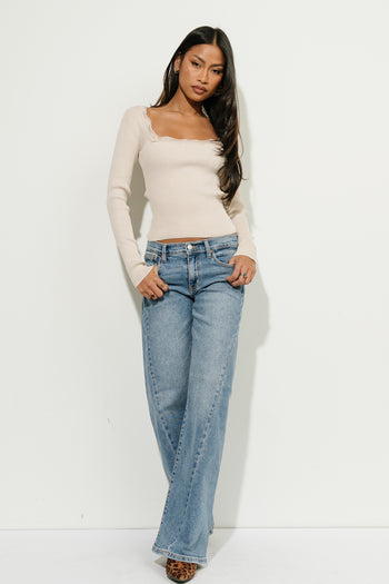 Emiliana Ribbed Top in Khaki