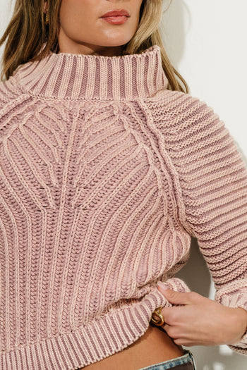 Olympe Cable-Knit Sweater in Mauve