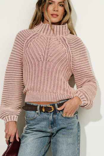 Olympe Cable-Knit Sweater in Mauve