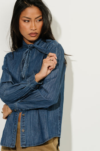 Skyah Denim Button Down Top