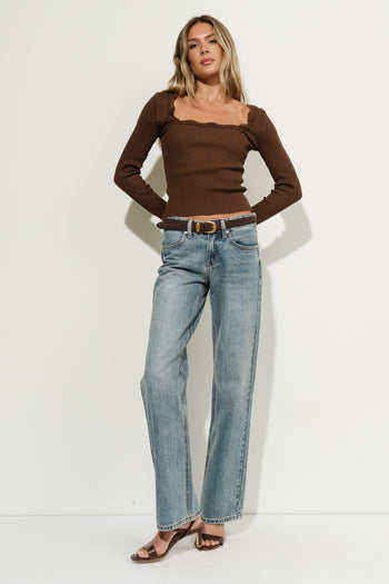 Emiliana Ribbed Top in Brown