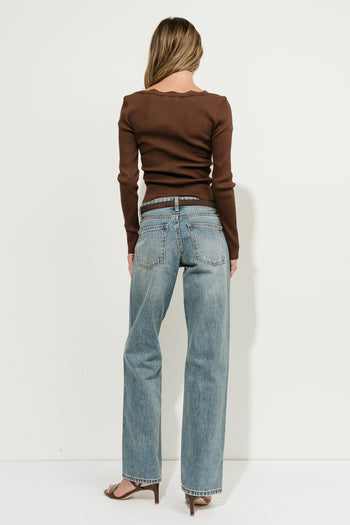 Emiliana Ribbed Top in Brown