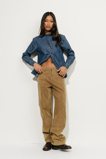 Skyah Denim Button Down Top