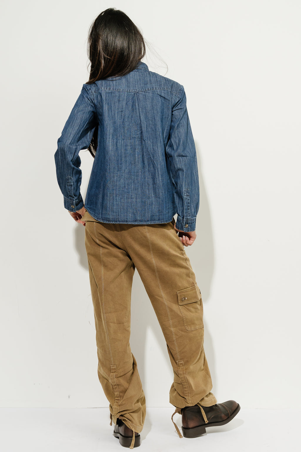 Skyah Denim Button Down Top