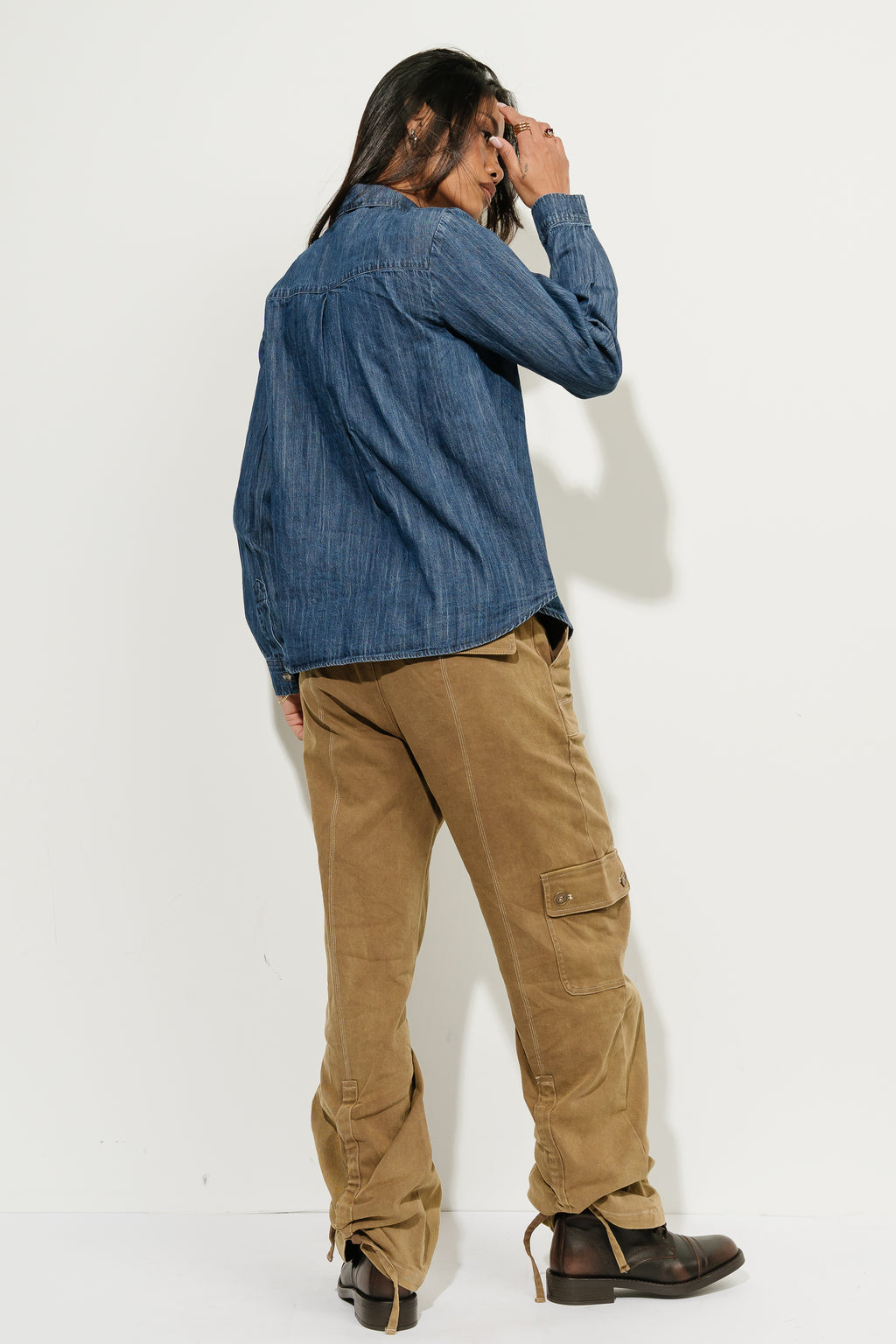 Skyah Denim Button Down Top
