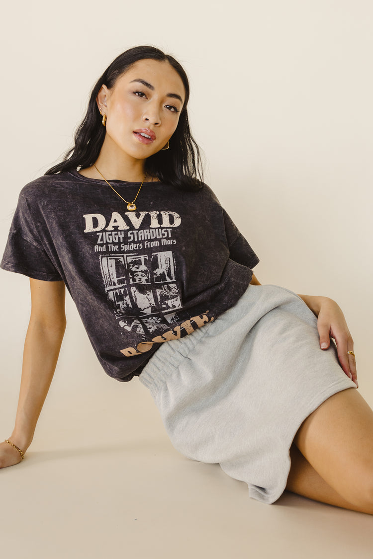 washed grey david bowie graphic tee