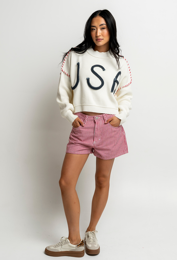CROPPED USA SWEATER