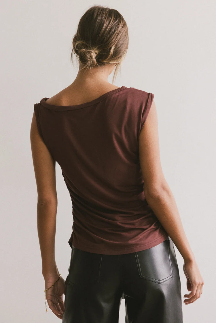 Plain color top in brown 