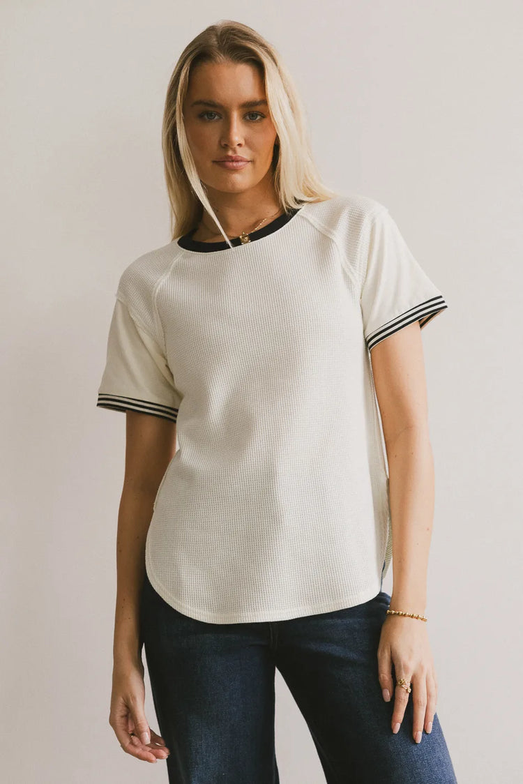 Round neck top in ivory 