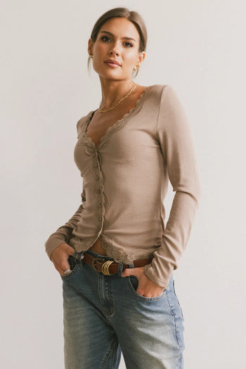 Long sleeves top in taupe 