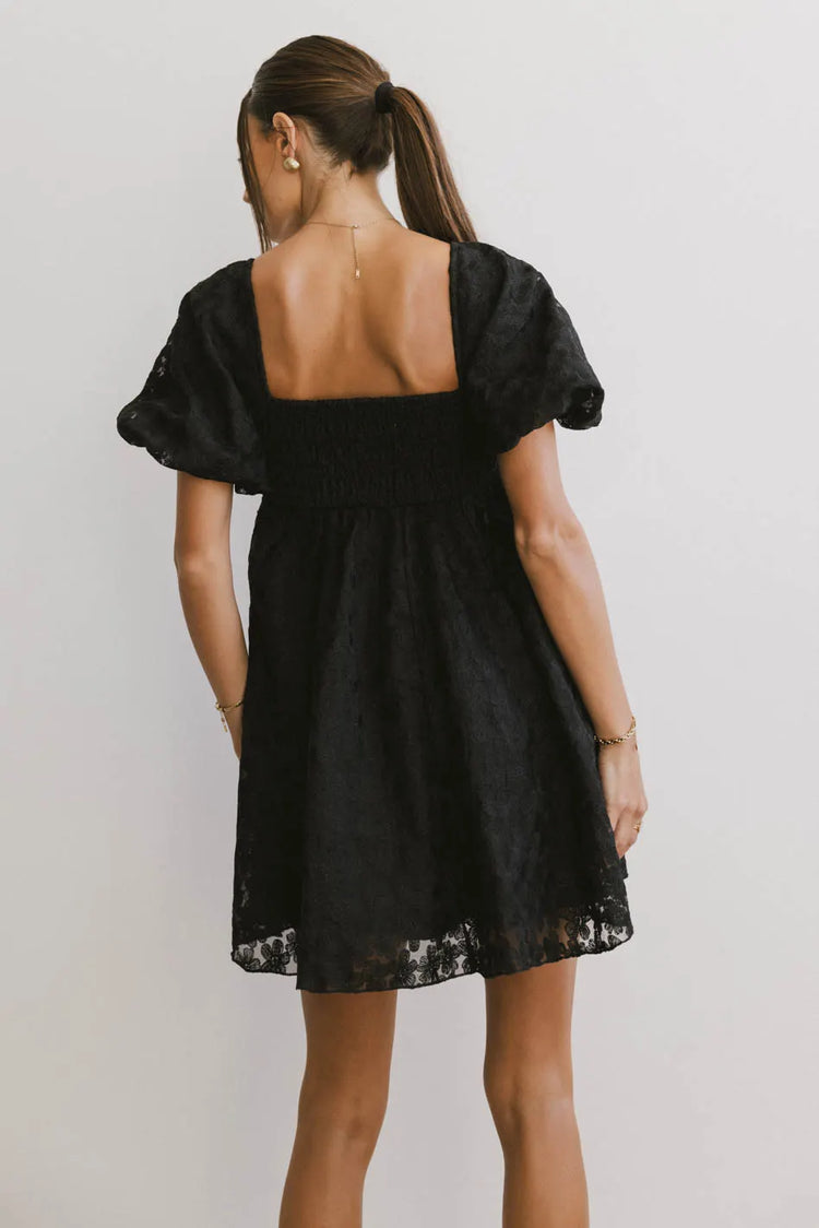 Elastic back dress in black 