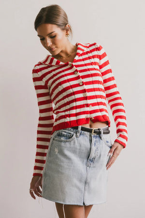 Blakley Cable Knit Sweater in Red