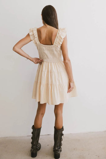 Tiered skirt dress in natural 