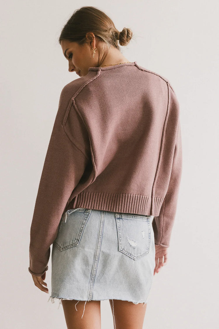 Plain color sweater in mauve 