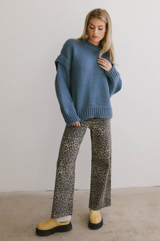 leopard pants with blue