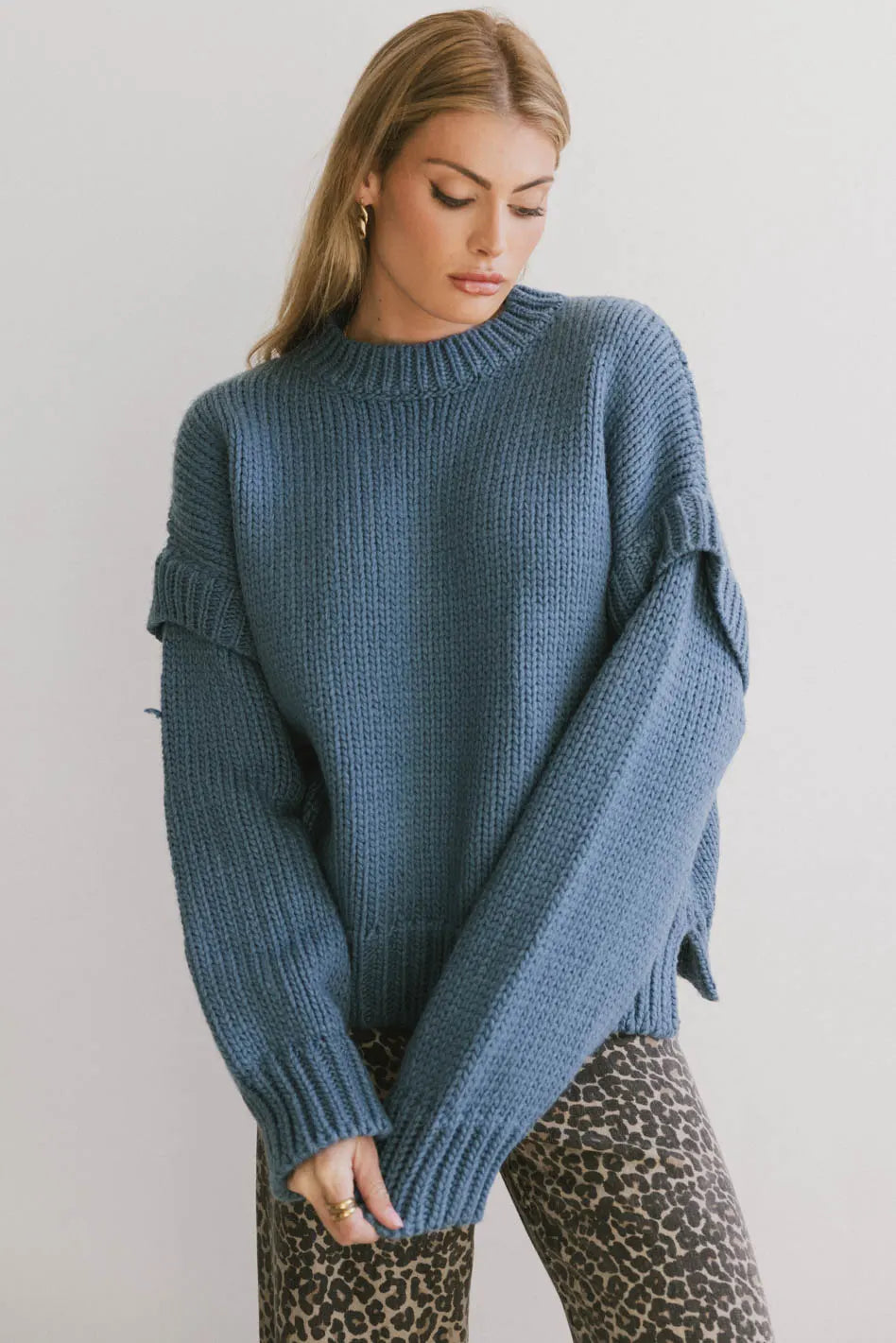 Josie Knit Sweater in Blue - FINAL SALE Josie Knit Sweater in Blue - FINAL SALE