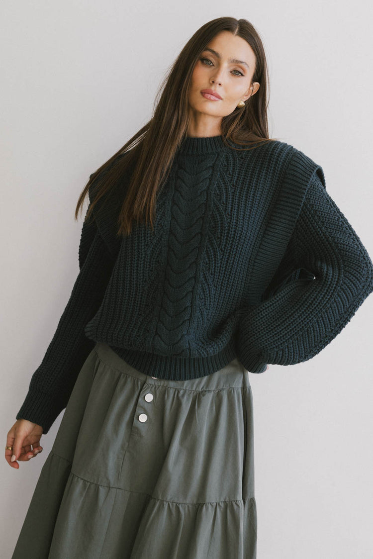 knit sweater in dark teal