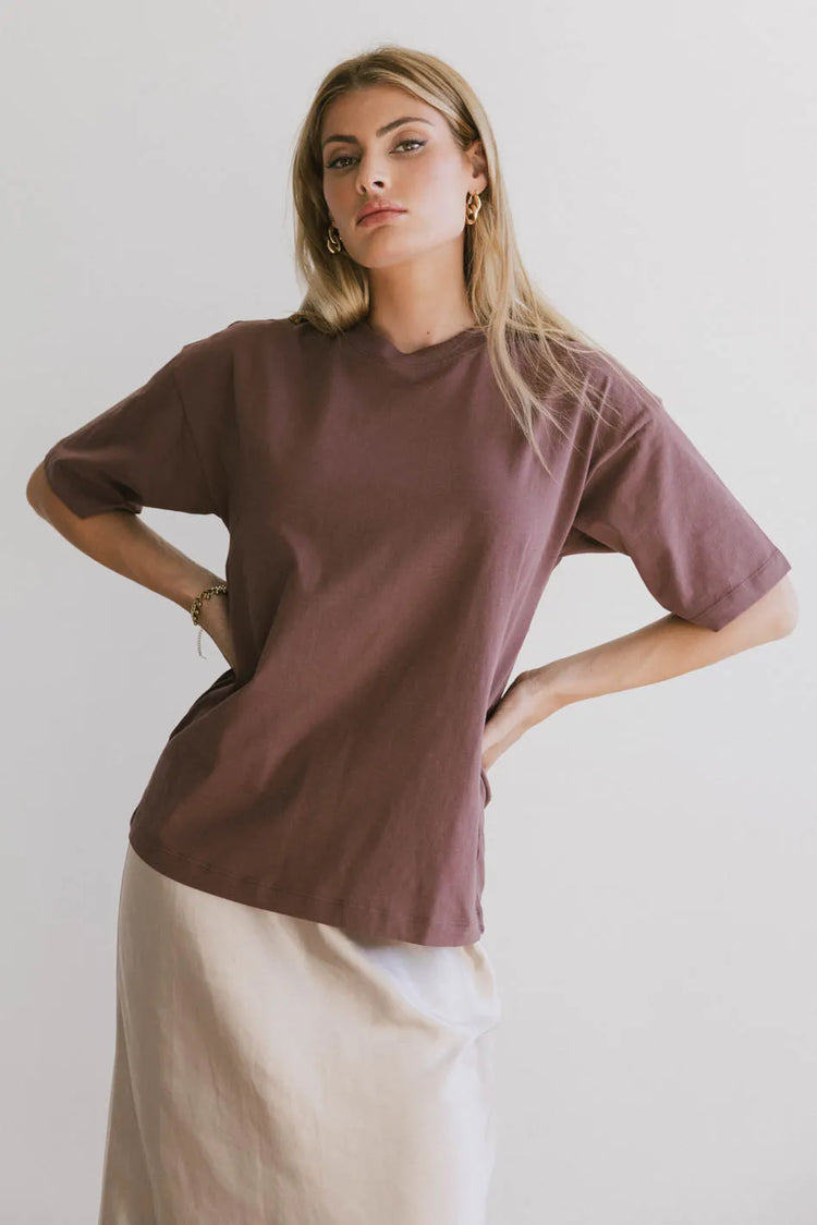 Short sleeves top in mauve 