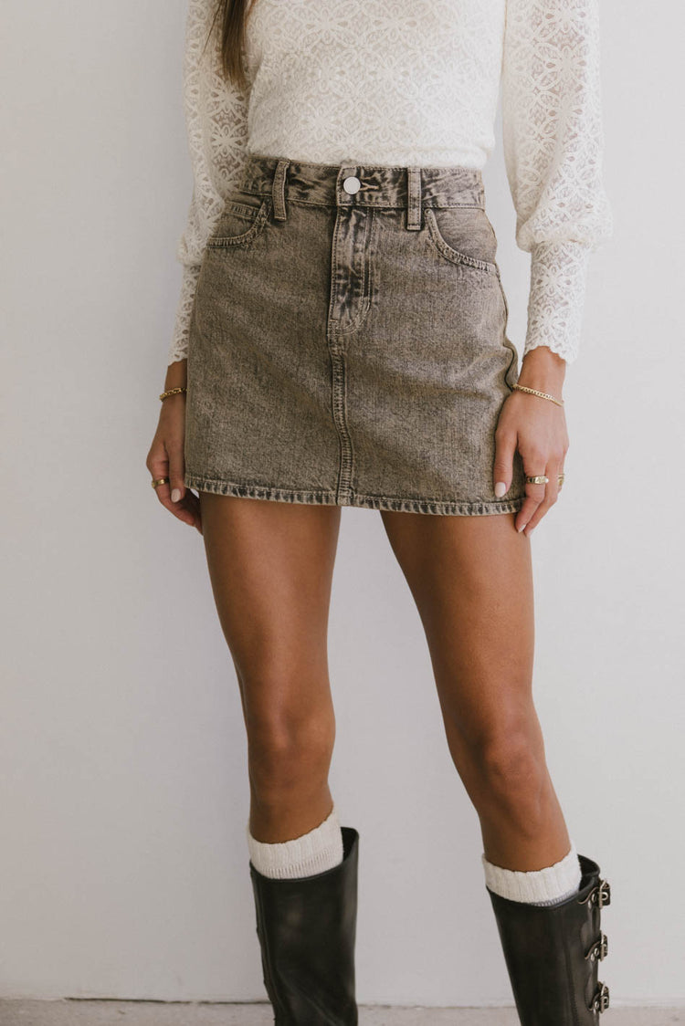 denim mini skirt