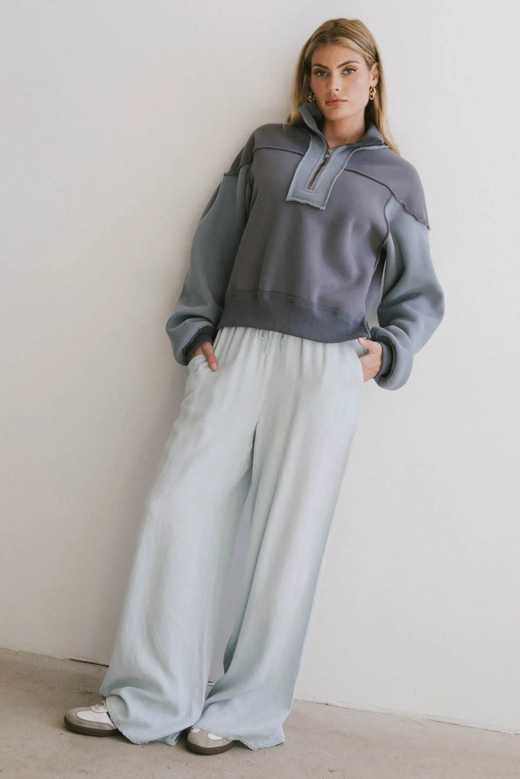 Light blue woven wide leg pants 