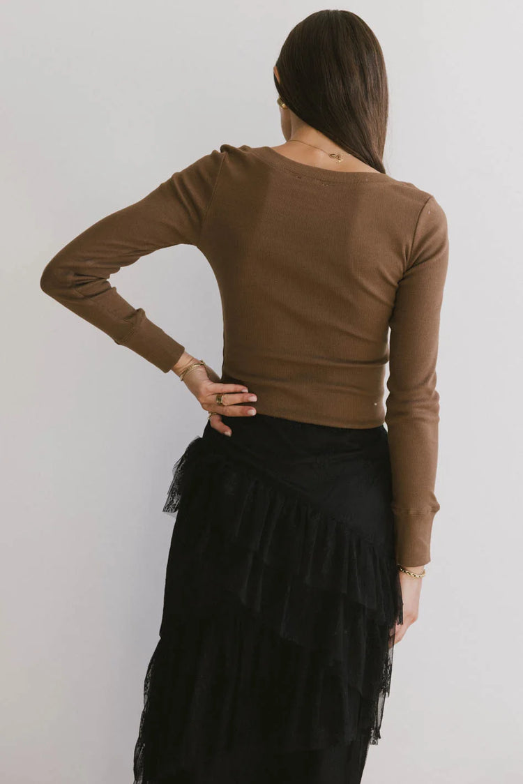 Plain color top in brown 