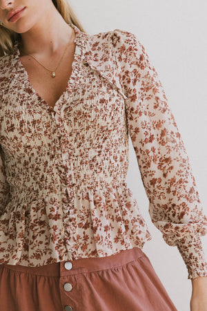 Vera Smocked Floral Blouse